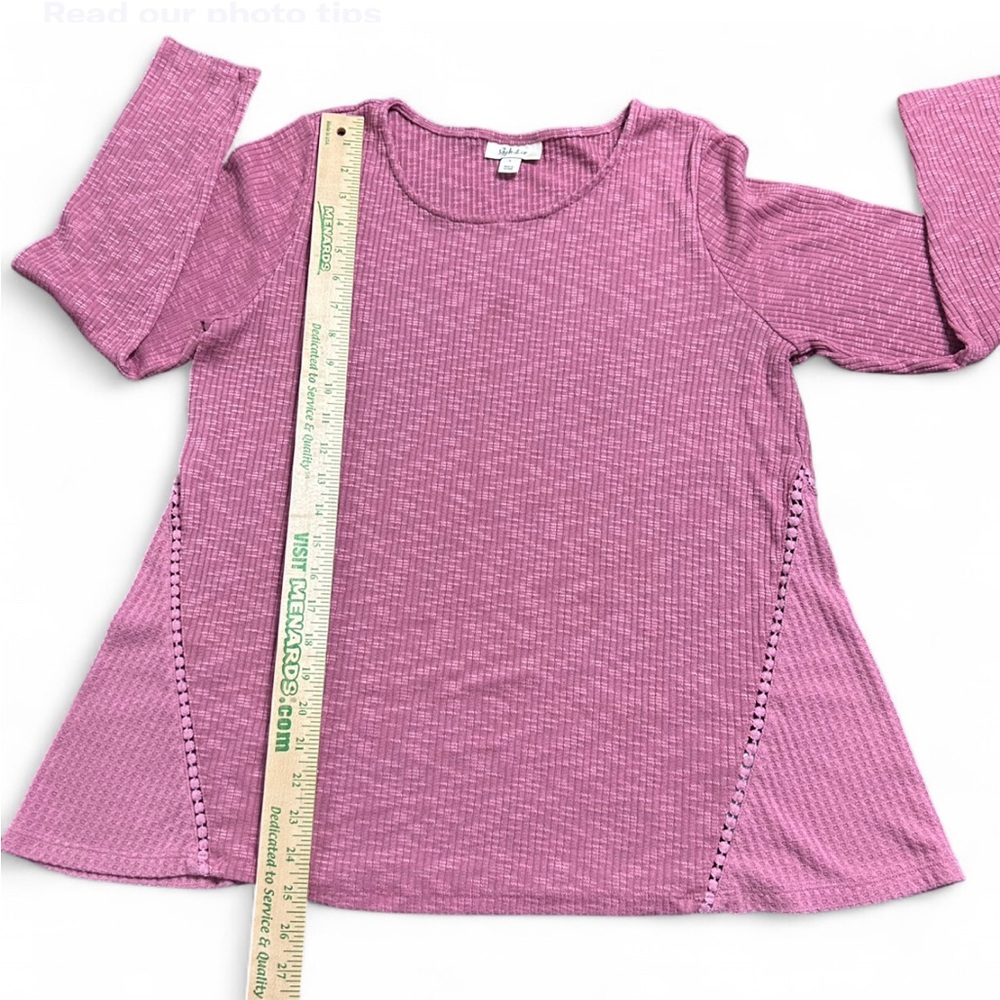 STYLE & CO Pink Textured Long Sleeve Tunic With Cut Out Detail L Exellent Cond - Picture 6 of 7
